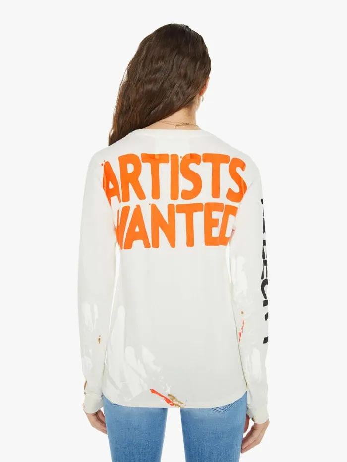 Women Mother Denim Artistswanted Paint Supervintage Longsleeve T Supervintage White