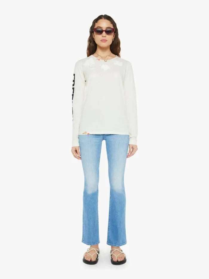 Women Mother Denim Artistswanted Paint Supervintage Longsleeve T Supervintage White