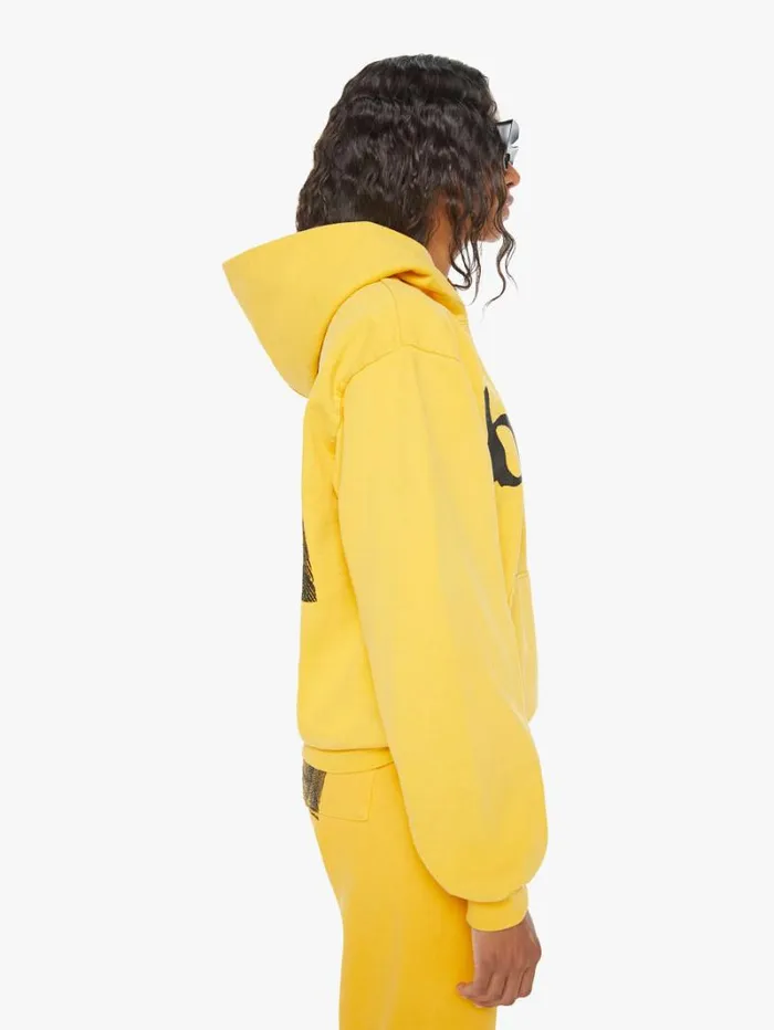 Women Mother Denim Benji Pull Over Hoodie Mustard