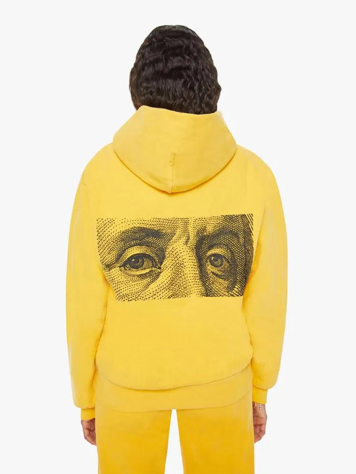 Women Mother Denim Benji Pull Over Hoodie Mustard