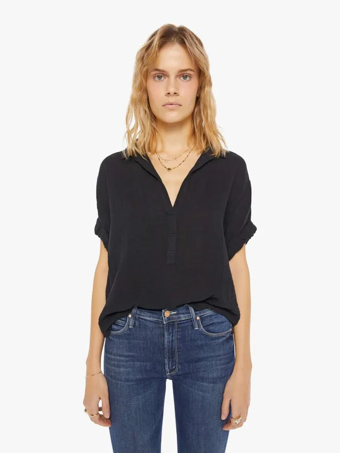 Women Mother Denim Cruz Shirt Black