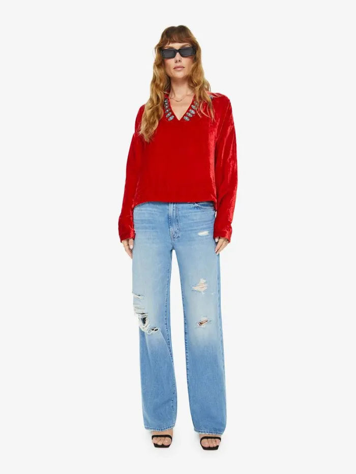 Women Mother Denim Dylan Velvet Tunic Ruby Women Mother Denim Dylan Velvet Tunic Ruby