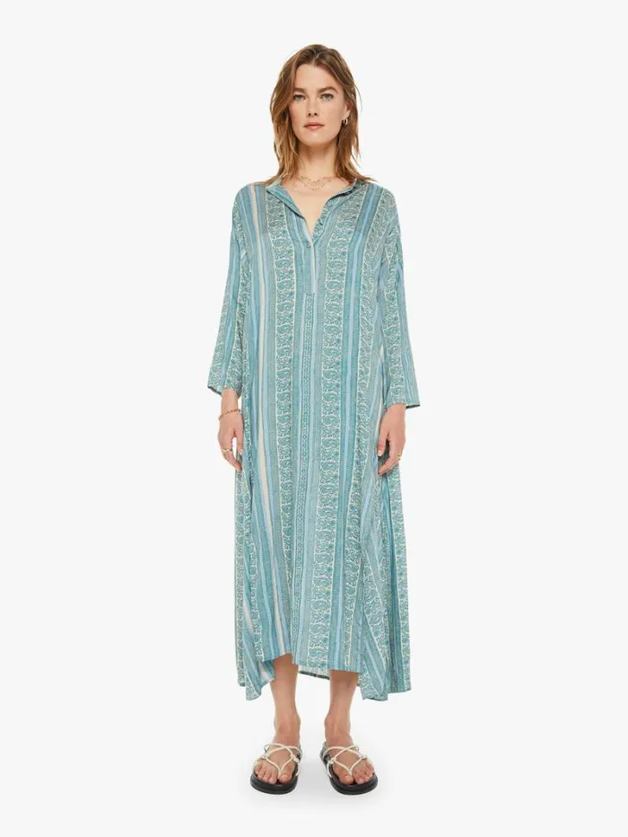 Women Mother Denim Isobel Dress Paisley Stripe Pool