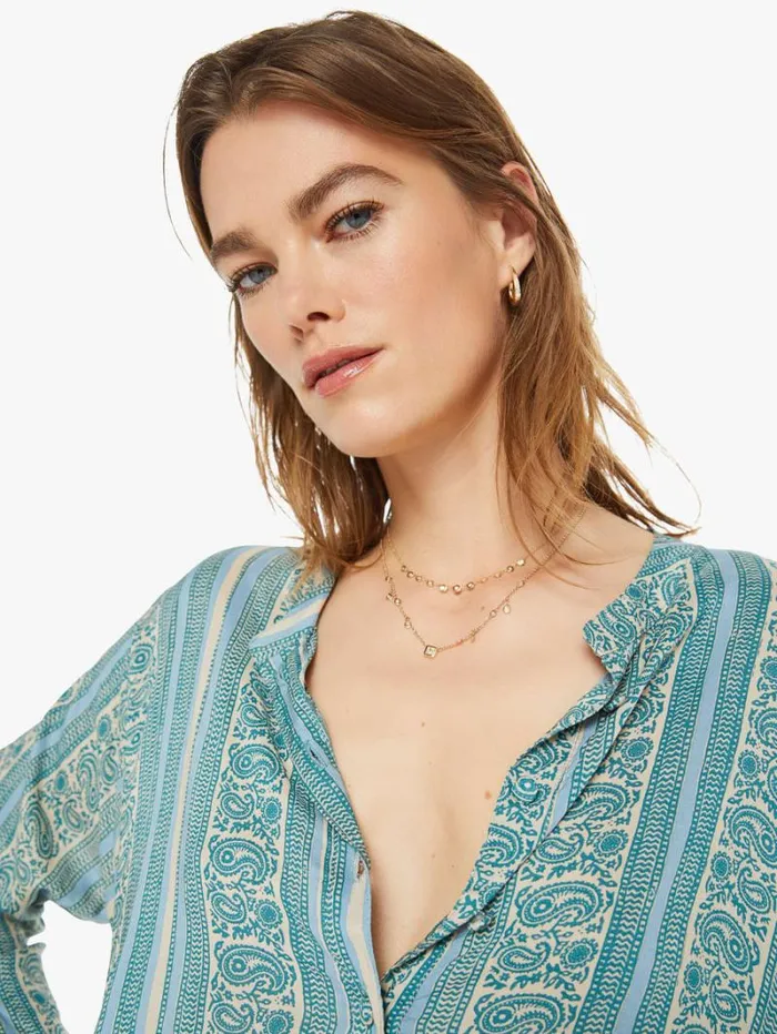 Women Mother Denim Isobel Dress Paisley Stripe Pool Women Mother Denim Isobel Dress Paisley Stripe Pool