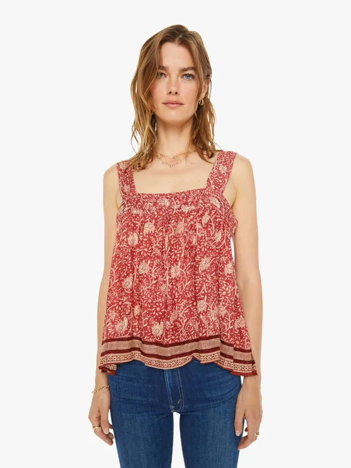 Women Mother Denim Jasmine Top Water Lily Terracotta