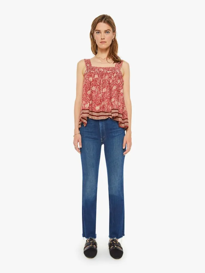 Women Mother Denim Jasmine Top Water Lily Terracotta
