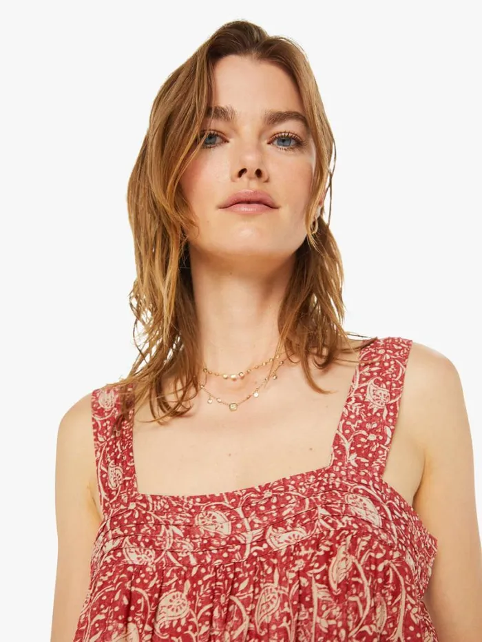 Women Mother Denim Jasmine Top Water Lily Terracotta