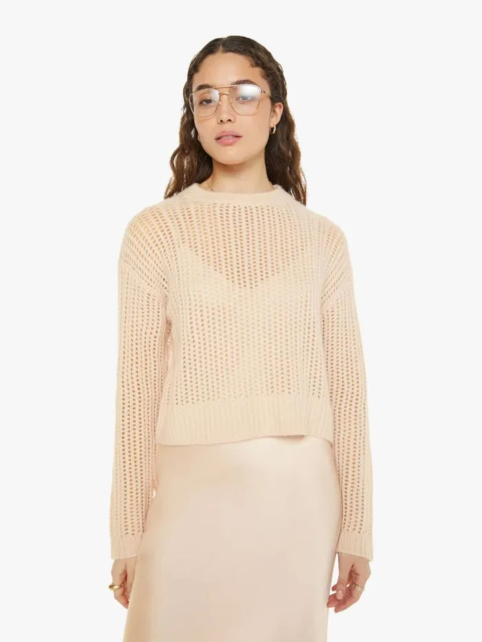 Women Mother Denim Marci Long Relaxed Crewneck Mallow