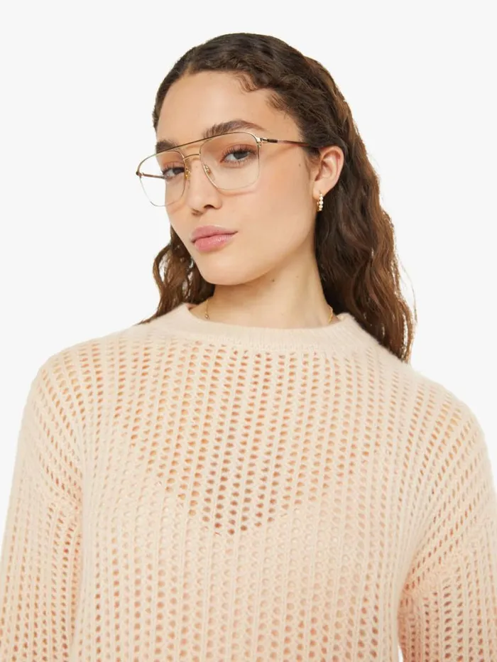 Women Mother Denim Marci Long Relaxed Crewneck Mallow