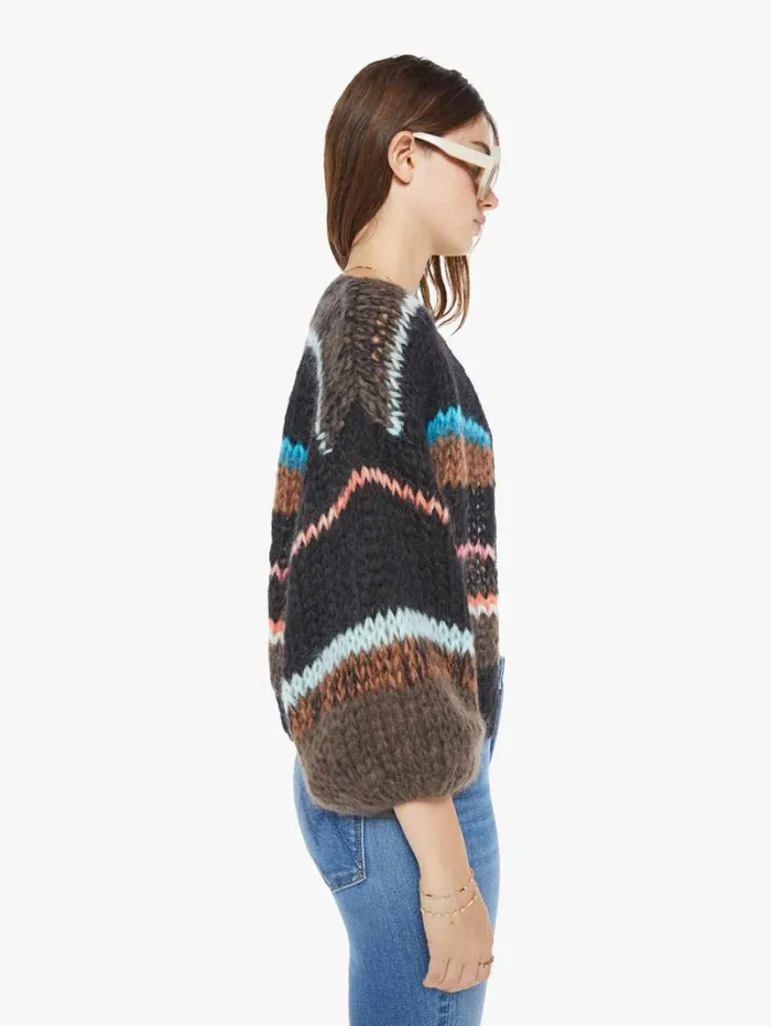 Women Mother Denim Stripes Galore Bomber Cardigan Chocolate Women Mother Denim Stripes Galore Bomber Cardigan Chocolate