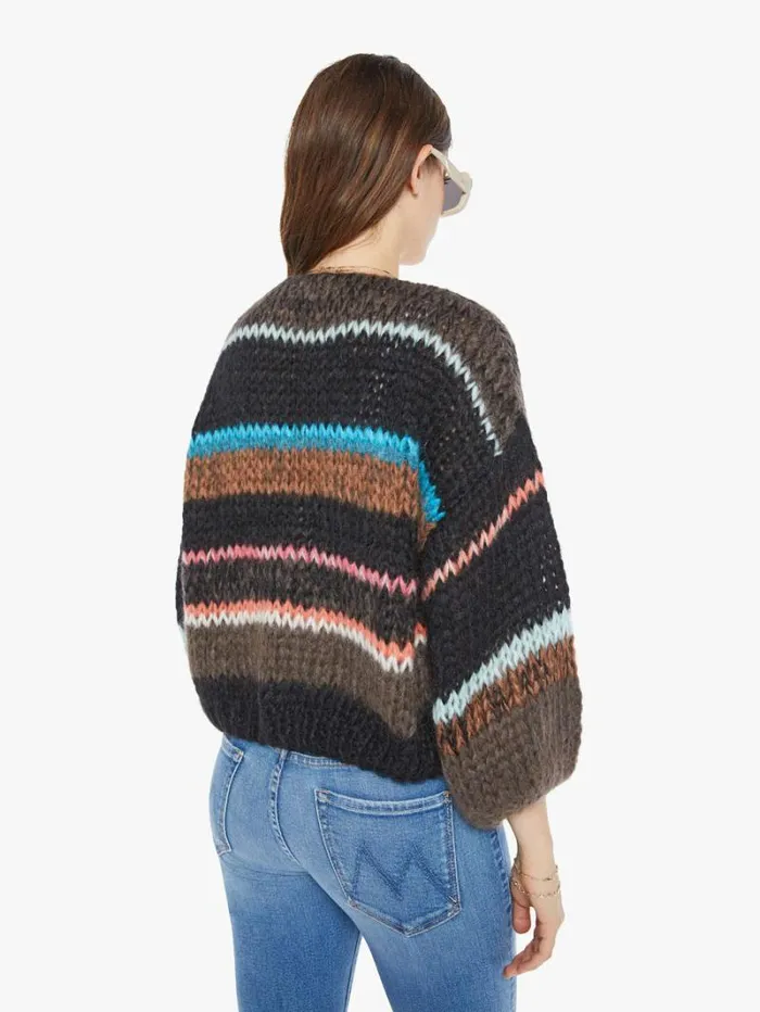 Women Mother Denim Stripes Galore Bomber Cardigan Chocolate Women Mother Denim Stripes Galore Bomber Cardigan Chocolate