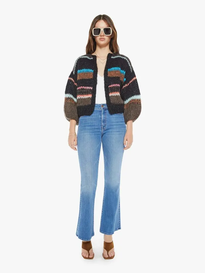 Women Mother Denim Stripes Galore Bomber Cardigan Chocolate Women Mother Denim Stripes Galore Bomber Cardigan Chocolate