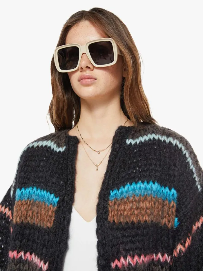 Women Mother Denim Stripes Galore Bomber Cardigan Chocolate Women Mother Denim Stripes Galore Bomber Cardigan Chocolate