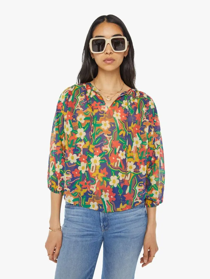Women Mother Denim The Breeze Tie Top Cosmic Blooms