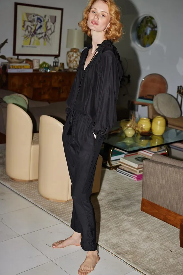 Women Natalie Martin Bottoms Bianca Pant Black Silk