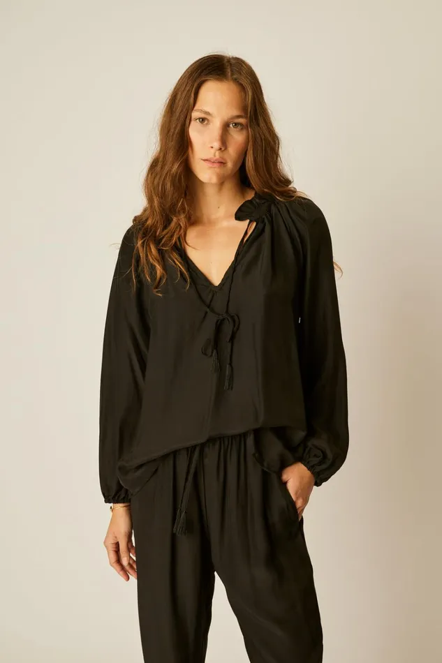 Women Natalie Martin Bottoms Bianca Pant Black Silk