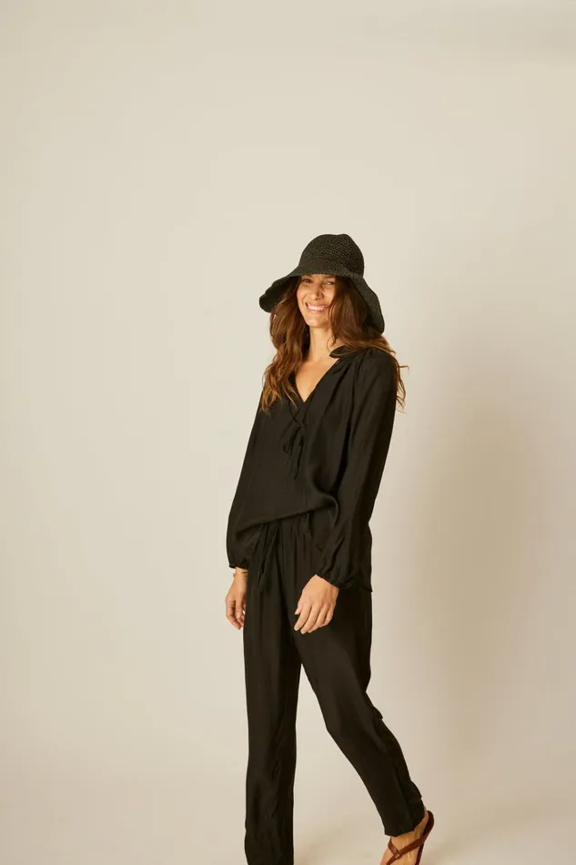Women Natalie Martin Bottoms Bianca Pant Black Silk