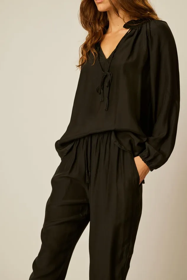 Women Natalie Martin Bottoms Bianca Pant Black Silk