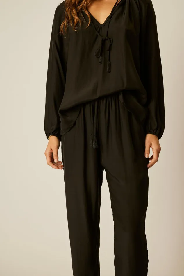 Women Natalie Martin Bottoms Bianca Pant Black Silk