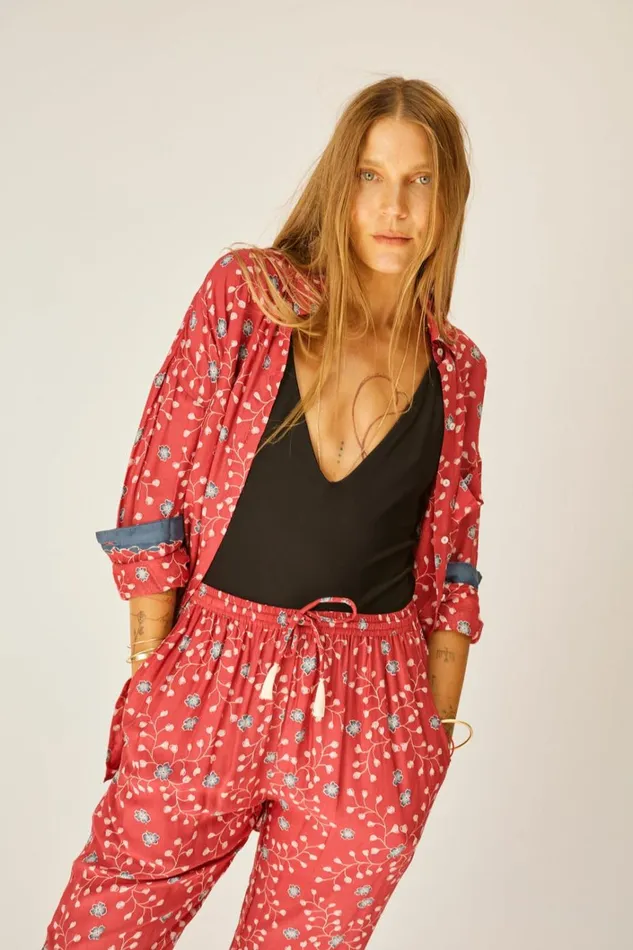 Women Natalie Martin Bottoms Bianca Pant Pinwheel Barn Red
