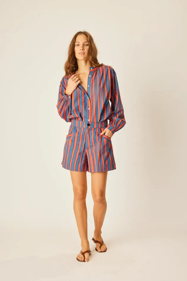 Women Natalie Martin Bottoms Christine Short Batik Stripe Blood Orange Women Natalie Martin Bottoms Christine Short Batik Stripe Blood Orange