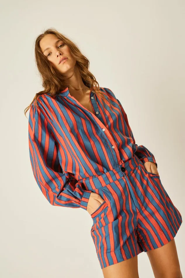 Women Natalie Martin Bottoms Christine Short Batik Stripe Blood Orange Women Natalie Martin Bottoms Christine Short Batik Stripe Blood Orange