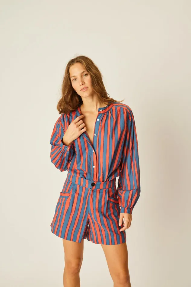 Women Natalie Martin Bottoms Christine Short Batik Stripe Blood Orange Women Natalie Martin Bottoms Christine Short Batik Stripe Blood Orange