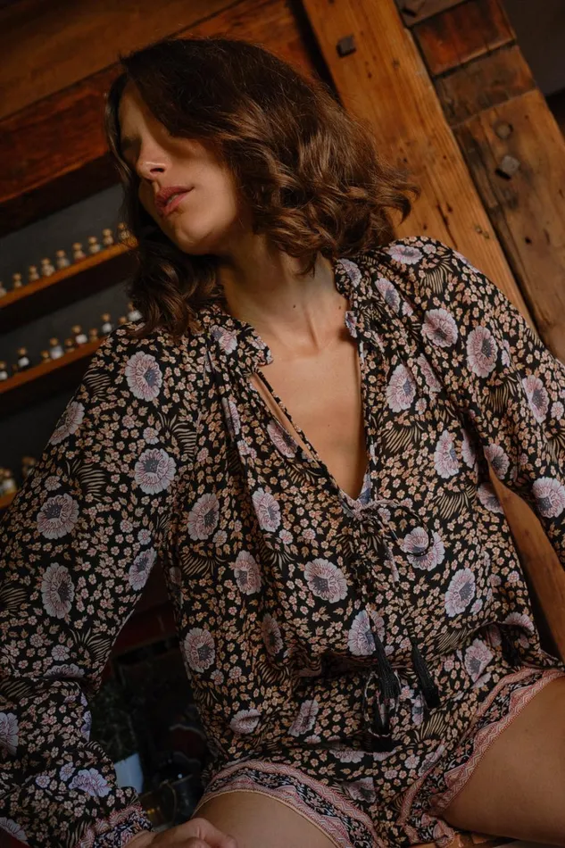 Women Natalie Martin Bottoms Jasper Short Vintage Flowers Sepia