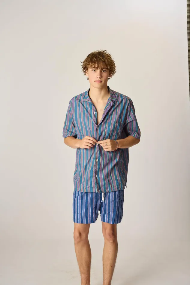 Women Natalie Martin Bottoms Kev Short Unisex Batik Stripe Navy