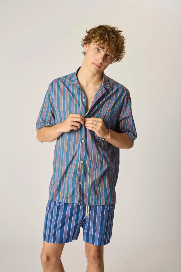 Women Natalie Martin Bottoms Kev Short Unisex Batik Stripe Navy