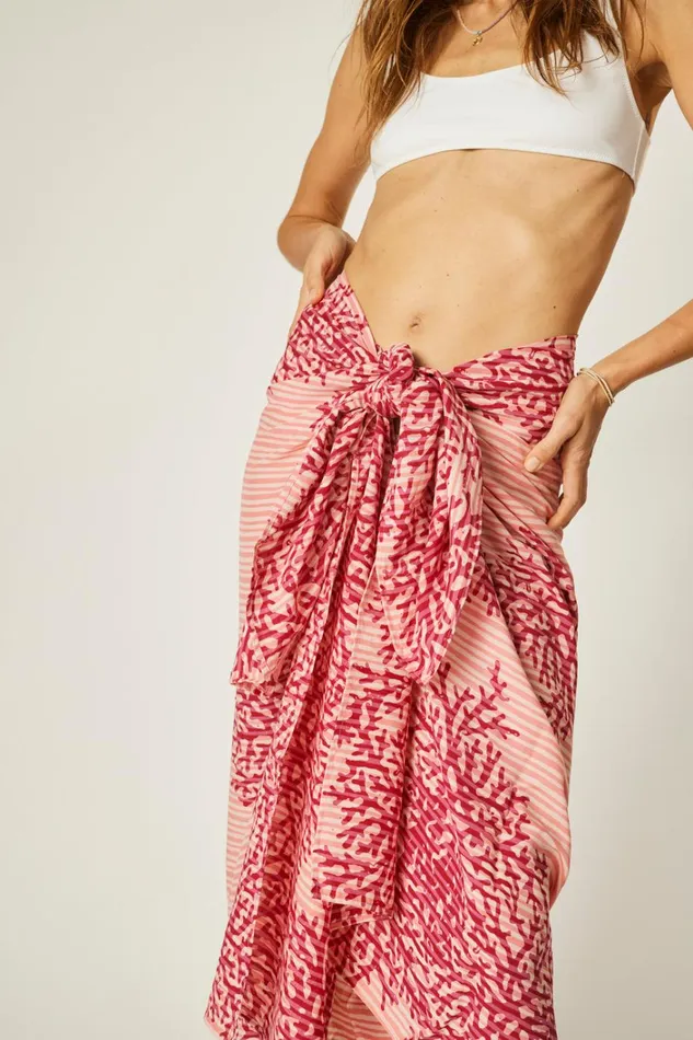 Women Natalie Martin Bottoms Sarong Batik Coral Fuchsia