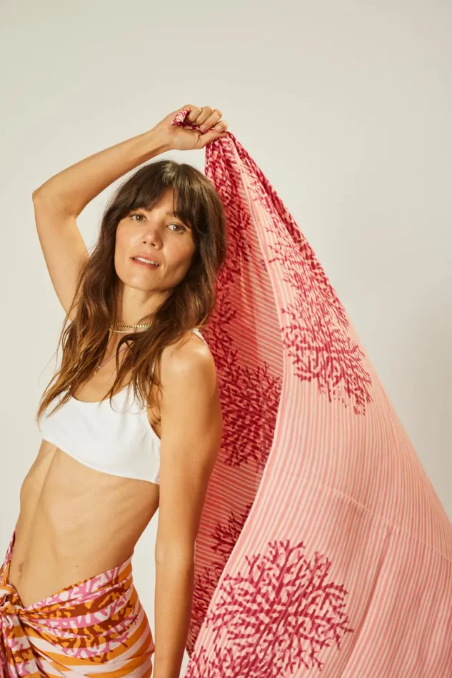 Women Natalie Martin Bottoms Sarong Batik Coral Fuchsia