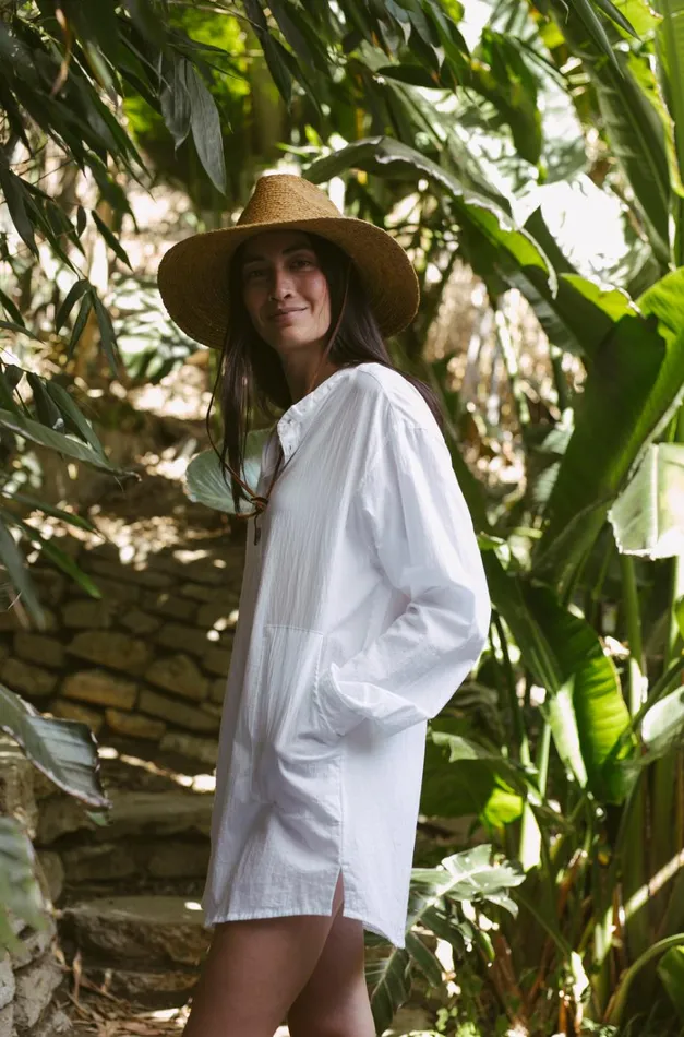 Women Natalie Martin CoverUps Aprs Swim Shirt White Flat Cotton