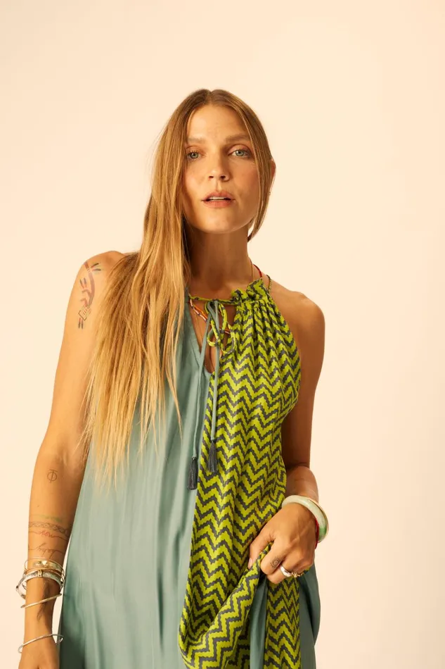 Women Natalie Martin CoverUps Marlien Dress Block Zigzag Lime