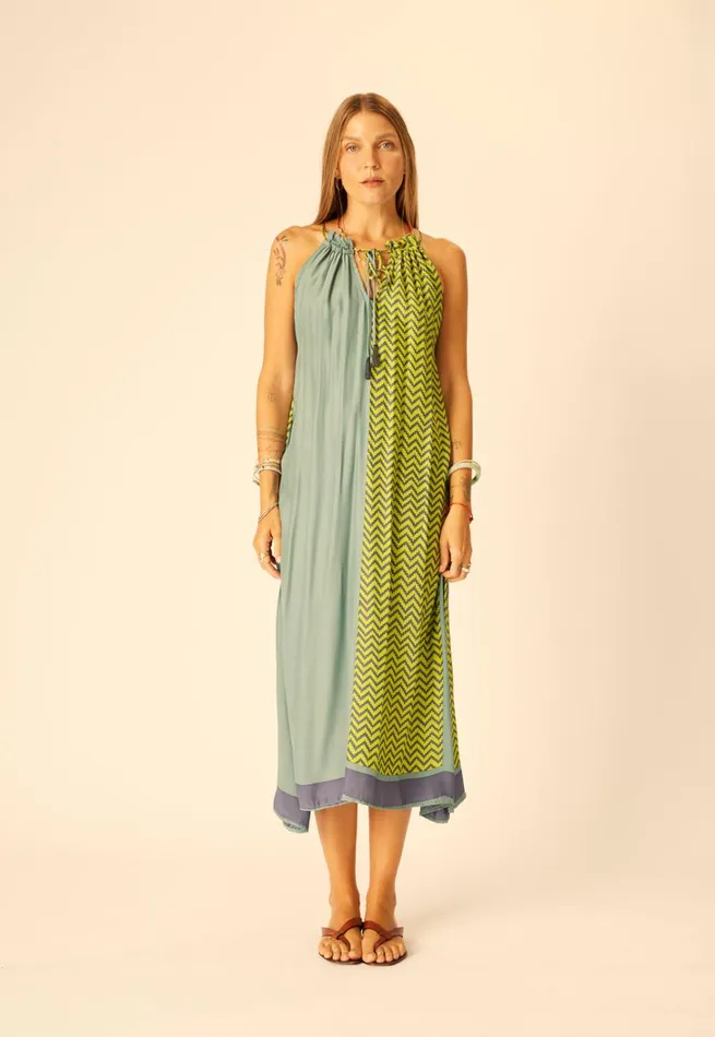 Women Natalie Martin CoverUps Marlien Dress Block Zigzag Lime