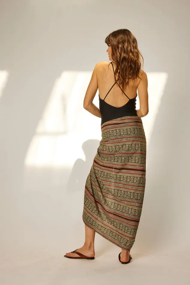 Women Natalie Martin CoverUps Sarong Paisley Stripe Black