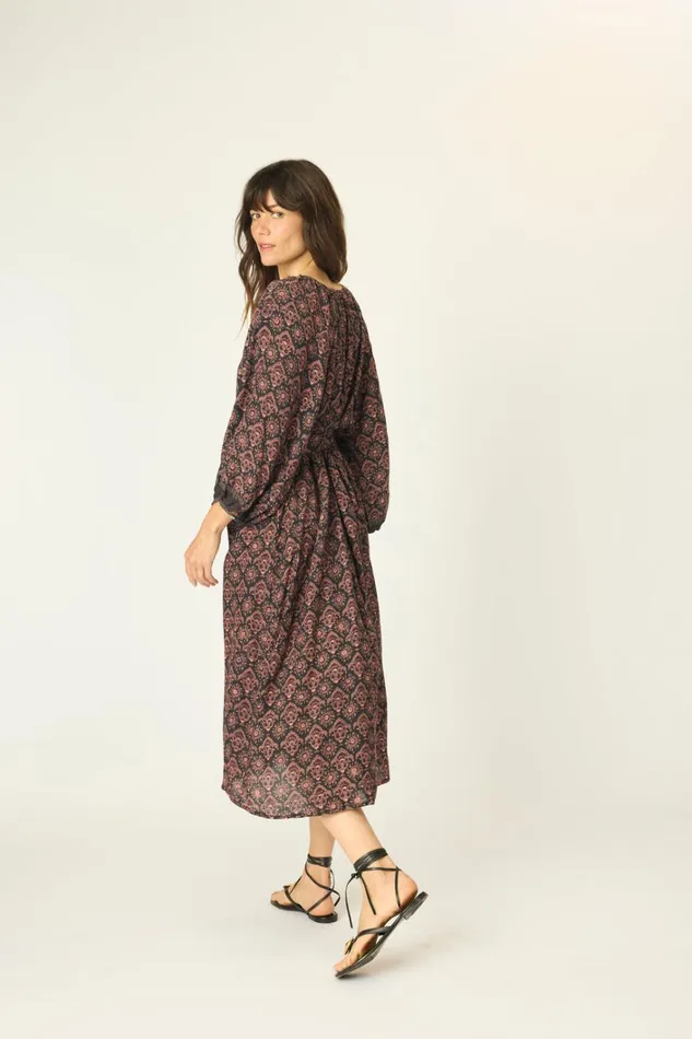 Women Natalie Martin Dresses Alex Midi With Sash Fleurdelis Black