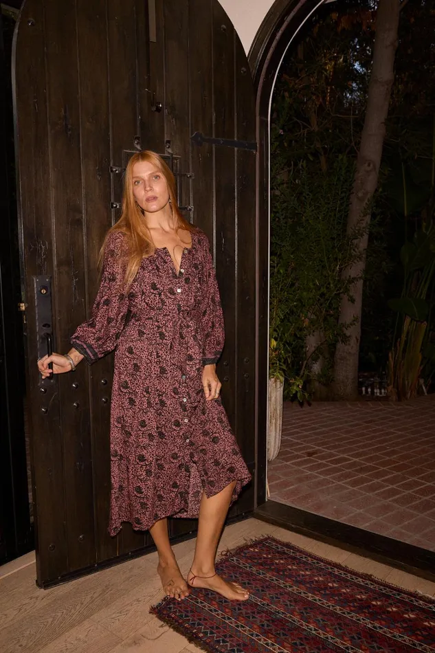 Women Natalie Martin Dresses Alex Midi With Sash Water Lily Mauve