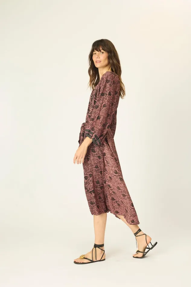 Women Natalie Martin Dresses Alex Midi With Sash Water Lily Mauve Women Natalie Martin Dresses Alex Midi With Sash Water Lily Mauve