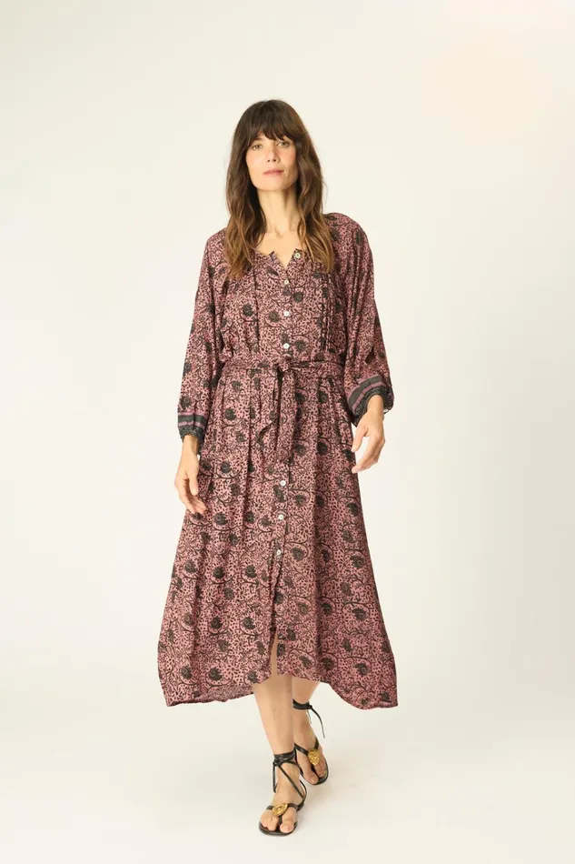 Women Natalie Martin Dresses Alex Midi With Sash Water Lily Mauve Women Natalie Martin Dresses Alex Midi With Sash Water Lily Mauve