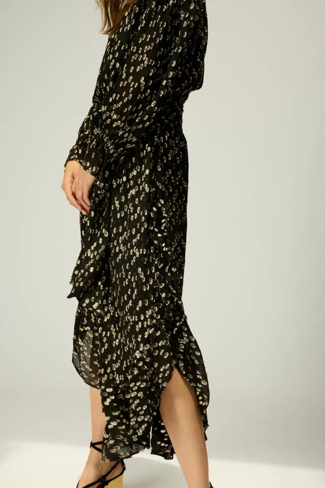 Women Natalie Martin Dresses Camille Dress With Sash Metallic Chiffon
