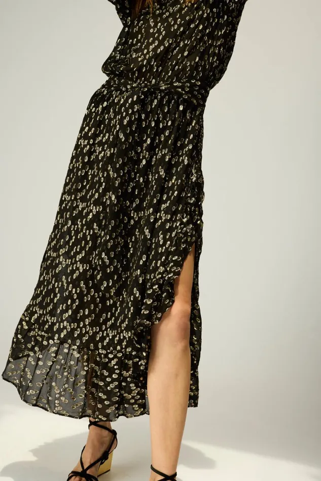 Women Natalie Martin Dresses Camille Dress With Sash Metallic Chiffon
