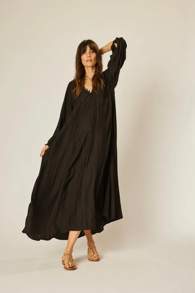 Women Natalie Martin Dresses Fiore Maxi Black Silk