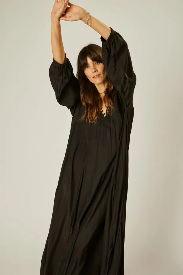 Women Natalie Martin Dresses Fiore Maxi Black Silk