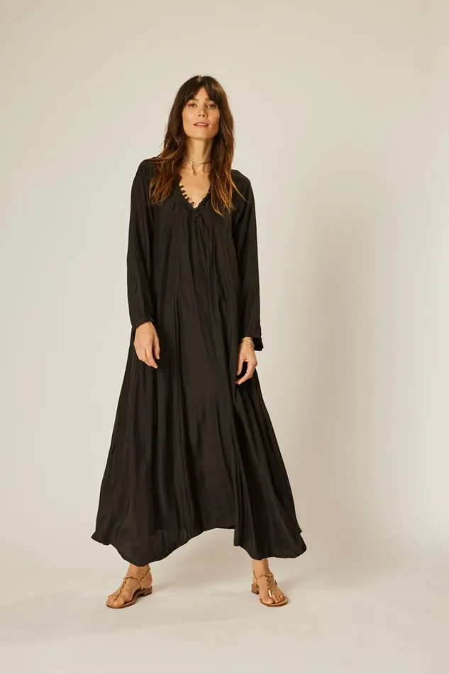 Women Natalie Martin Dresses Fiore Maxi Black Silk