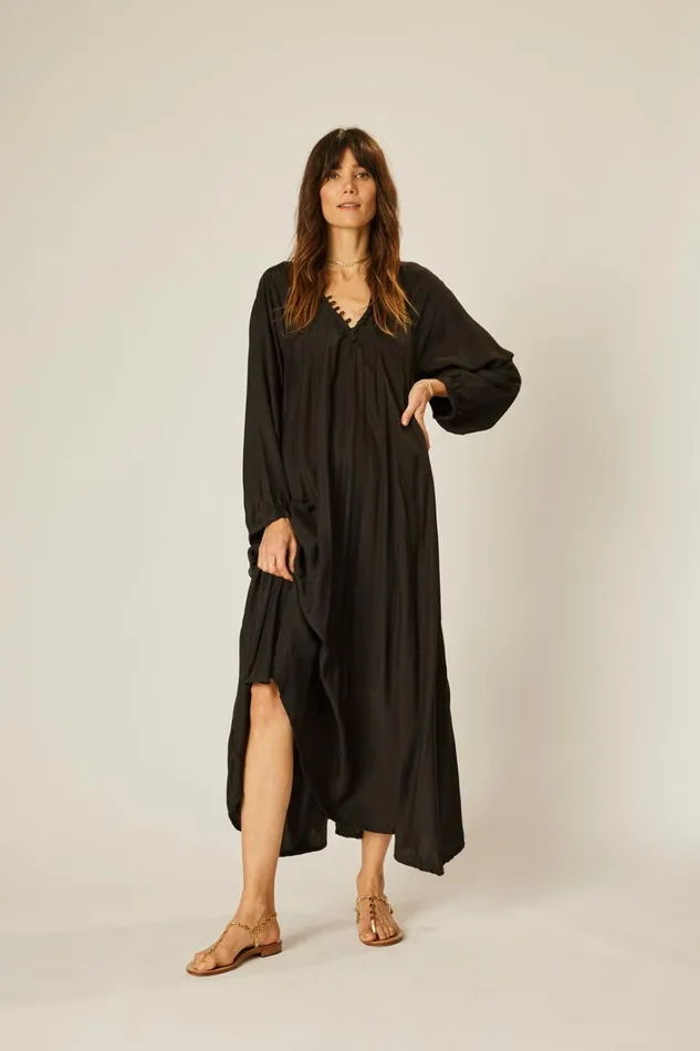 Women Natalie Martin Dresses Fiore Maxi Black Silk
