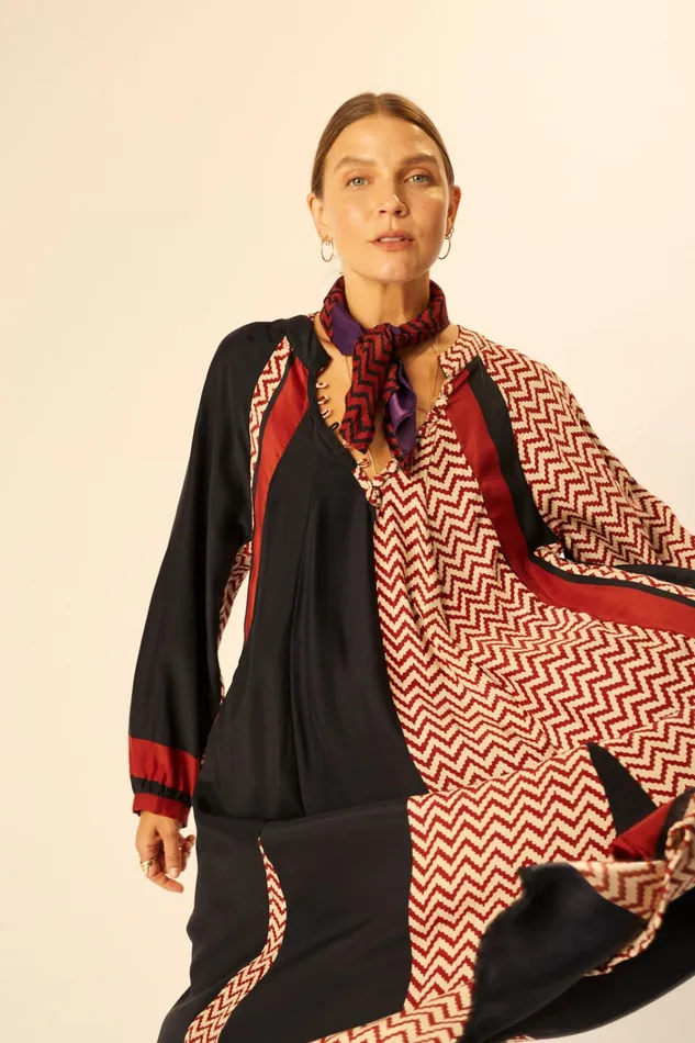 Women Natalie Martin Dresses Fiore Maxi Block Zigzag Noire