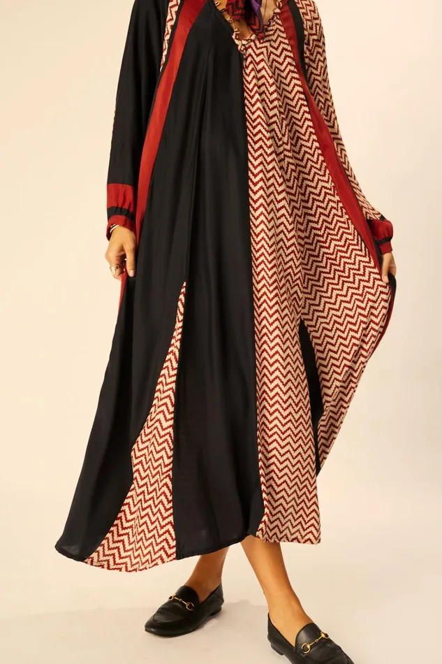 Women Natalie Martin Dresses Fiore Maxi Block Zigzag Noire