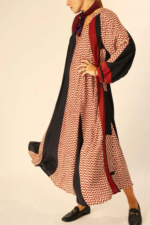 Women Natalie Martin Dresses Fiore Maxi Block Zigzag Noire