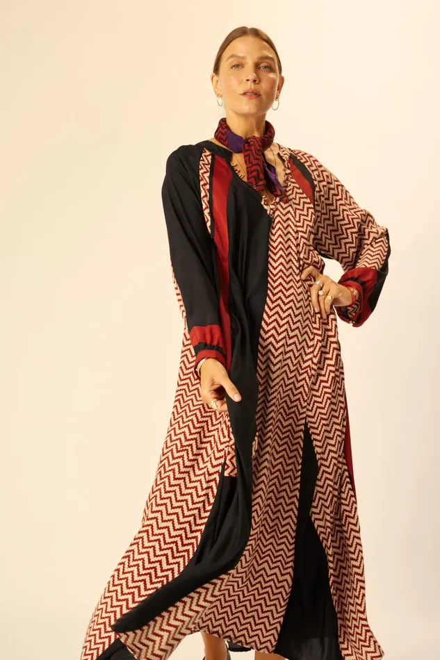 Women Natalie Martin Dresses Fiore Maxi Block Zigzag Noire